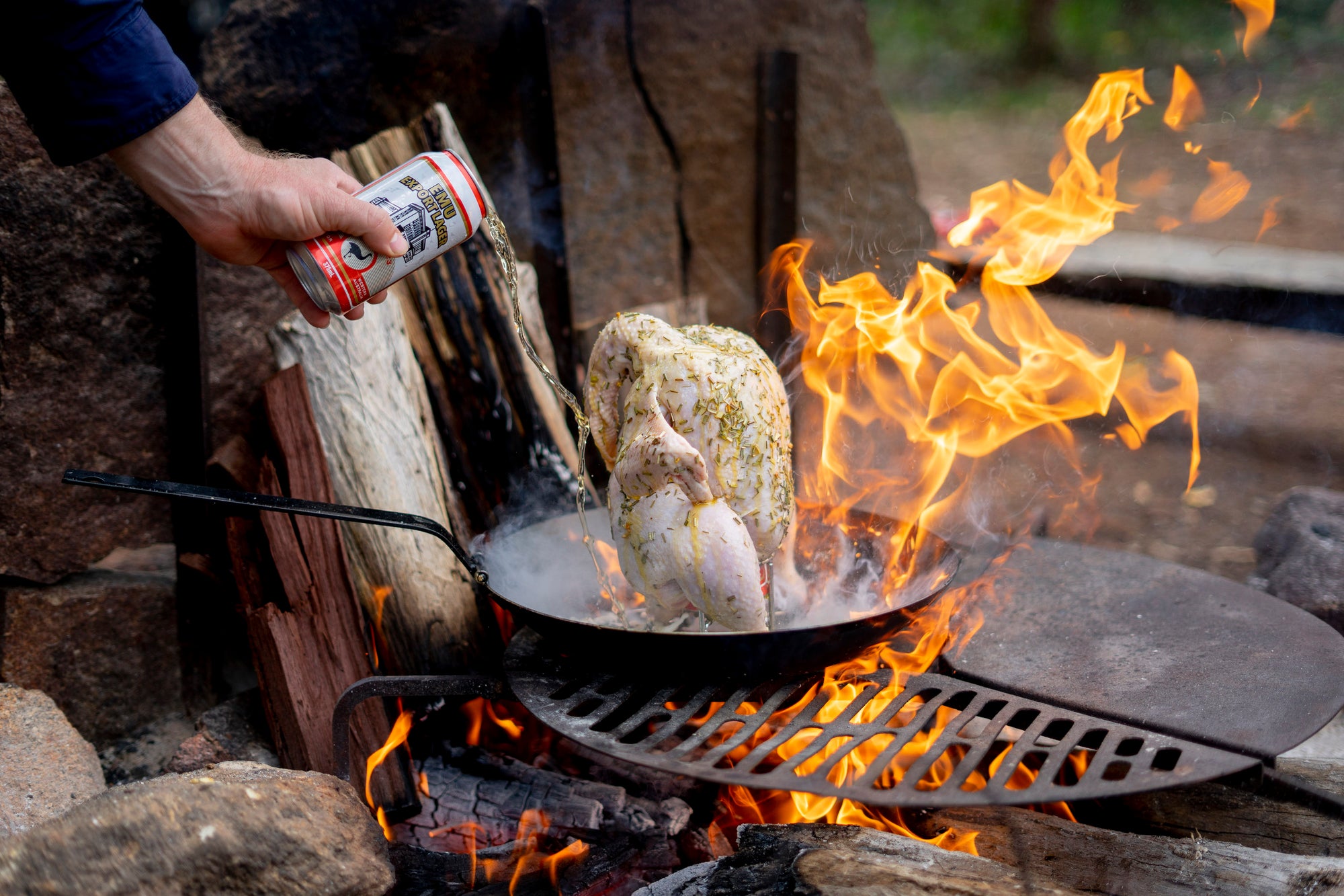 Campfire Beer Can Chicken