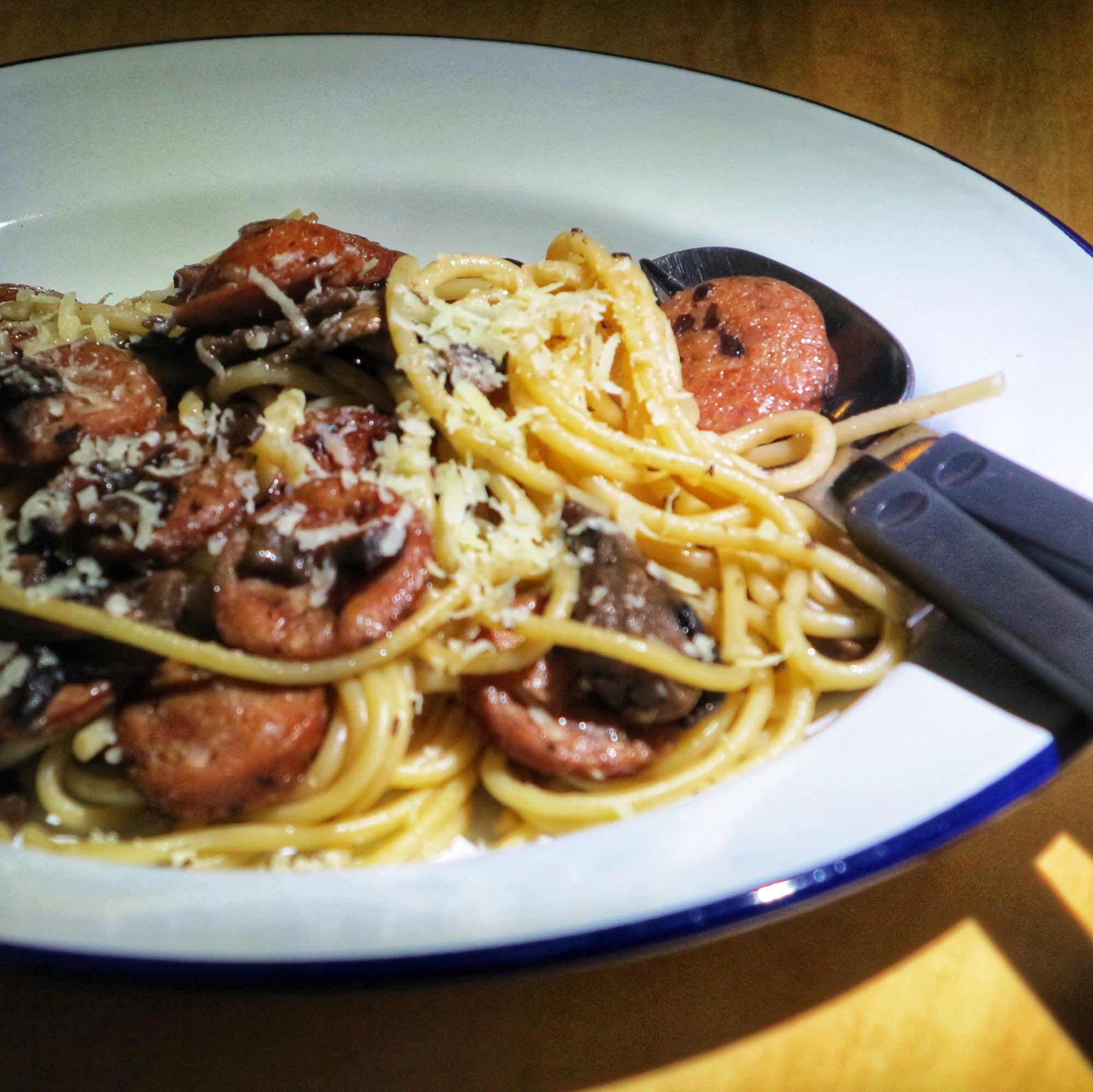 Chorizo and Mushroom Spaghetti