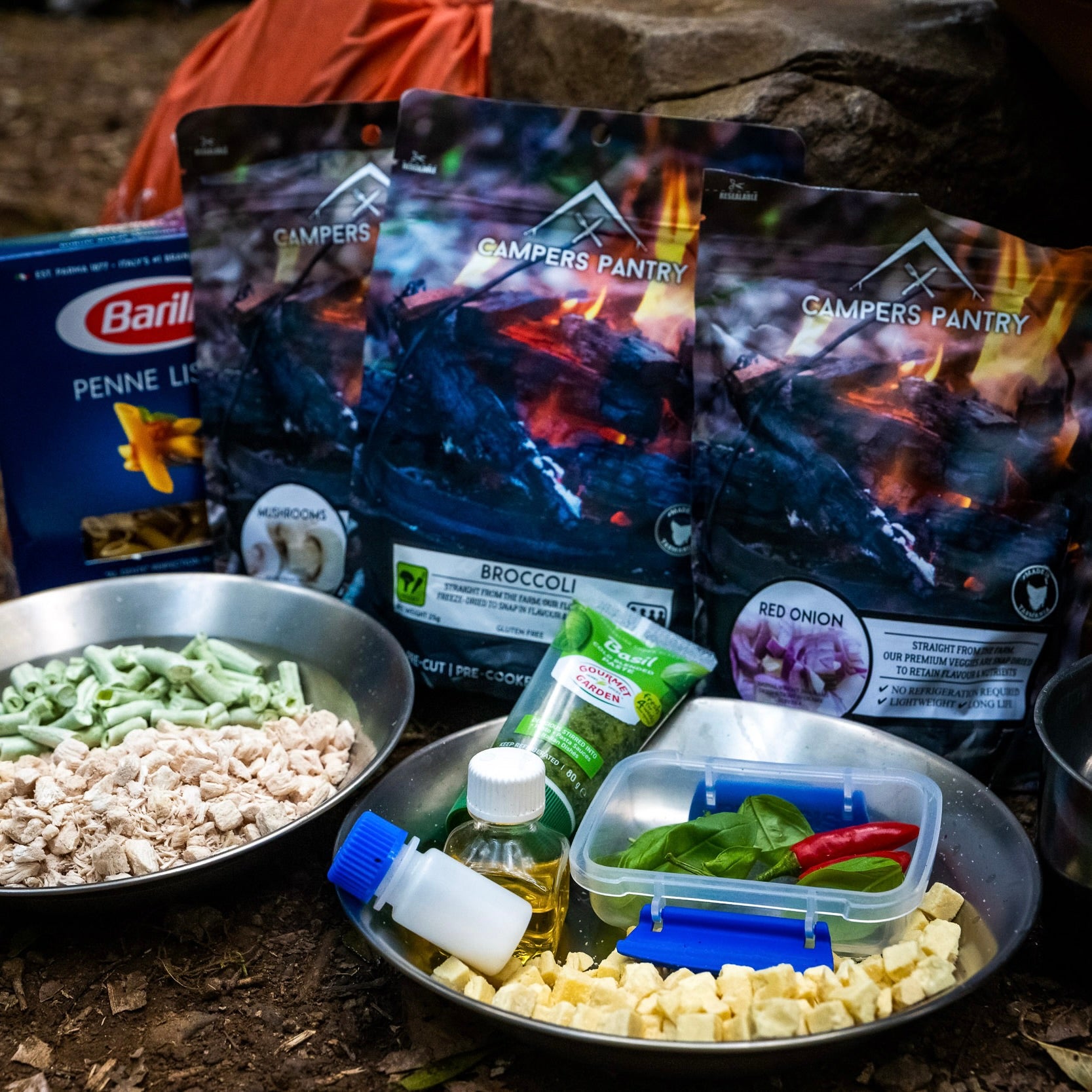 campers pantry pesto pasta hiking meal or camping meal is super easy to cook on the trail but best of all you wont know you are carrying it because it's so light