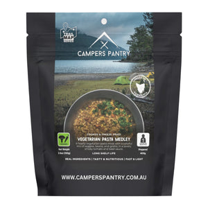 Campers Pantry vegetarian pasta medley package freeze dried hiking food